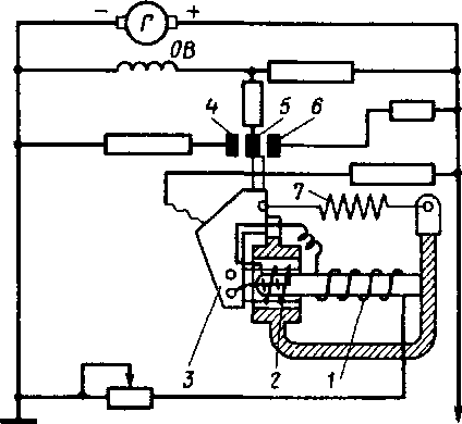 Схема включения катушек регулятора напряжения СРН-7У-3